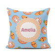 Custom Name Kawaii Bunny with Carrot Donut Seamless Pattern Blue Square Filled Cushion Throw Pillow Sofa Bed Home Decor Zip Washable UK Made