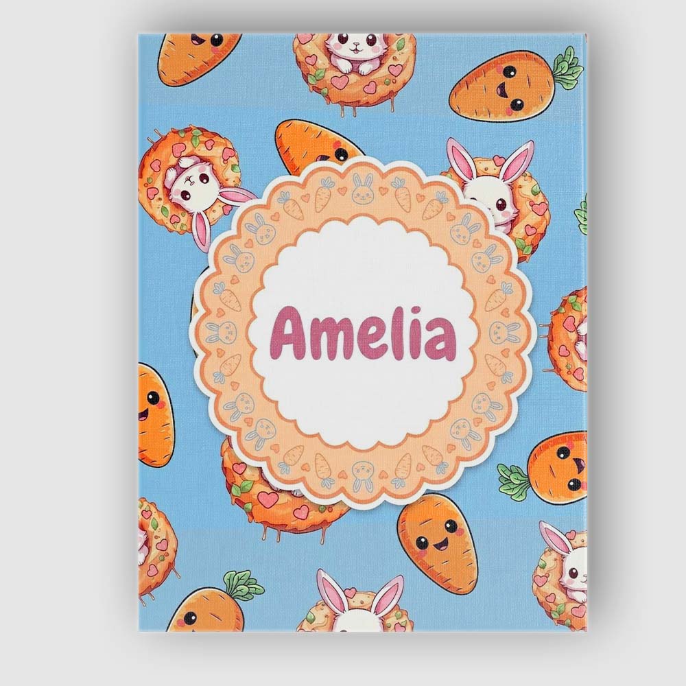 Personalised Name Cute Kawaii Bunny with Custom  Unique Gift Idea Elegant Feature Canvas Wall Art Print Decor Picture Ready to Hang