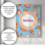 Personalised Name Cute Kawaii Bunny with Custom  Unique Gift Idea Elegant Feature Canvas Wall Art Print Decor Picture Ready to Hang
