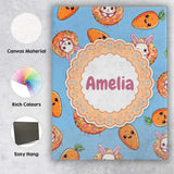 Personalised Name Cute Kawaii Bunny with Custom  Unique Gift Idea Elegant Feature Canvas Wall Art Print Decor Picture Ready to Hang