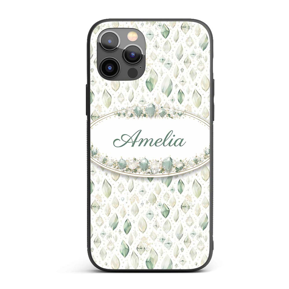 Elegant Pale Crystal Seamless Pattern Minimal Custom Name Protective Phone Case Mobile Cover Durable Everyday Smartphone Shock Resistant