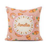 Custom Name Cute Kawaii Bunny with Carrot Donut Seamless Pattern Square Filled Cushion Throw Pillow Sofa Bed Home Decor Zip Washable UK Made