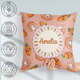 Custom Name Cute Kawaii Bunny with Carrot Donut Seamless Pattern Square Filled Cushion Throw Pillow Sofa Bed Home Decor Zip Washable UK Made