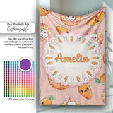 Cute Kawaii Bunny with Carrot Donut Seamless Pattern Peach  Personalised Custom Name Super Soft Fleece Blanket Bed Sofa Throw