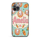 Cute Kawaii Bunny with Carrot Donut Seamless Custom Name Protective Phone Case Mobile Cover Durable Everyday Smartphone Shock Resistant