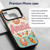 Cute Kawaii Bunny with Carrot Donut Seamless Custom Name Protective Phone Case Mobile Cover Durable Everyday Smartphone Shock Resistant