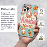 Cute Kawaii Bunny with Carrot Donut Seamless Custom Name Protective Phone Case Mobile Cover Durable Everyday Smartphone Shock Resistant