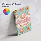 Personalised Name Cute Kawaii Bunny with Custom  Unique Gift Idea Elegant Feature Canvas Wall Art Print Decor Picture Ready to Hang
