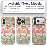 Cute Kawaii Bunny with Carrot Donut Seamless Custom Name Protective Phone Case Mobile Cover Durable Everyday Smartphone Shock Resistant