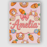 Personalised Name Cute Kawaii Bunny with Custom  Unique Gift Idea Elegant Feature Canvas Wall Art Print Decor Picture Ready to Hang