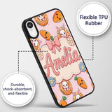 Cute Kawaii Bunny with Carrot Donut Seamless Custom Name Protective Phone Case Mobile Cover Durable Everyday Smartphone Shock Resistant