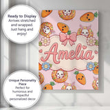 Personalised Name Cute Kawaii Bunny with Custom  Unique Gift Idea Elegant Feature Canvas Wall Art Print Decor Picture Ready to Hang
