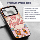 Cute Kawaii Bunny with Carrot Donut Seamless Custom Name Protective Phone Case Mobile Cover Durable Everyday Smartphone Shock Resistant