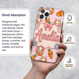 Cute Kawaii Bunny with Carrot Donut Seamless Custom Name Protective Phone Case Mobile Cover Durable Everyday Smartphone Shock Resistant