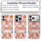 Cute Kawaii Bunny with Carrot Donut Seamless Custom Name Protective Phone Case Mobile Cover Durable Everyday Smartphone Shock Resistant