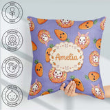 Custom Name Cute Kawaii Bunny with Carrot Donut Seamless Pattern Square Filled Cushion Throw Pillow Sofa Bed Home Decor Zip Washable UK Made