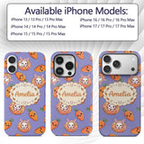 Cute Kawaii Bunny with Carrot Donut Seamless Custom Name Protective Phone Case Mobile Cover Durable Everyday Smartphone Shock Resistant