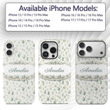 Elegant Pale Crystal Seamless Pattern Minimal Custom Name Protective Phone Case Mobile Cover Durable Everyday Smartphone Shock Resistant