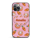 Cute Kawaii Bunny with Carrot Donut Seamless Custom Name Protective Phone Case Mobile Cover Durable Everyday Smartphone Shock Resistant