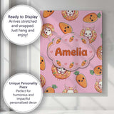 Personalised Name Cute Kawaii Bunny with Custom  Unique Gift Idea Elegant Feature Canvas Wall Art Print Decor Picture Ready to Hang