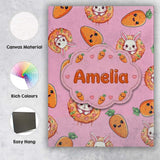 Personalised Name Cute Kawaii Bunny with Custom  Unique Gift Idea Elegant Feature Canvas Wall Art Print Decor Picture Ready to Hang