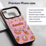 Cute Kawaii Bunny with Carrot Donut Seamless Custom Name Protective Phone Case Mobile Cover Durable Everyday Smartphone Shock Resistant