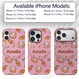 Cute Kawaii Bunny with Carrot Donut Seamless Custom Name Protective Phone Case Mobile Cover Durable Everyday Smartphone Shock Resistant