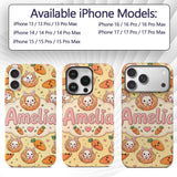 Cute Kawaii Bunny with Carrot Donut Seamless Custom Name Protective Phone Case Mobile Cover Durable Everyday Smartphone Shock Resistant
