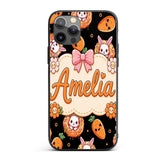 Cute Kawaii Bunny with Carrot Donut Seamless Custom Name Protective Phone Case Mobile Cover Durable Everyday Smartphone Shock Resistant