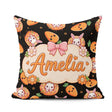 Custom Name Cute Kawaii Bunny with Carrot Donut Seamless Pattern Square Filled Cushion Throw Pillow Sofa Bed Home Decor Zip Washable UK Made