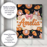 Personalised Name Cute Kawaii Bunny with Custom  Unique Gift Idea Elegant Feature Canvas Wall Art Print Decor Picture Ready to Hang