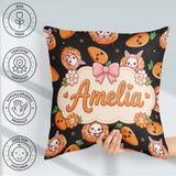 Custom Name Cute Kawaii Bunny with Carrot Donut Seamless Pattern Square Filled Cushion Throw Pillow Sofa Bed Home Decor Zip Washable UK Made