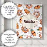 Personalised Name Cute Kawaii Bunny with Custom  Unique Gift Idea Elegant Feature Canvas Wall Art Print Decor Picture Ready to Hang