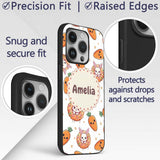 Cute Kawaii Bunny with Carrot Donut Seamless Custom Name Protective Phone Case Mobile Cover Durable Everyday Smartphone Shock Resistant