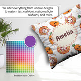 Custom Name Kawaii Bunny with Carrot Donut Seamless Pattern Grey Square Filled Cushion Throw Pillow Sofa Bed Home Decor Zip Washable UK Made