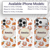 Cute Kawaii Bunny with Carrot Donut Seamless Custom Name Protective Phone Case Mobile Cover Durable Everyday Smartphone Shock Resistant