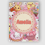 Personalised Name Cute Easter Bunny Chick Custom  Unique Gift Idea Elegant Feature Canvas Wall Art Print Decor Picture Ready to Hang