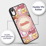 Cute Easter Bunny Chick and Eggs Dessert Seamless Custom Name Protective Phone Case Mobile Cover Durable Everyday Smartphone Shock Resistant