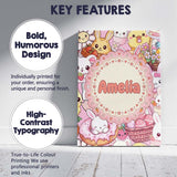 Personalised Name Cute Easter Bunny Chick Custom  Unique Gift Idea Elegant Feature Canvas Wall Art Print Decor Picture Ready to Hang