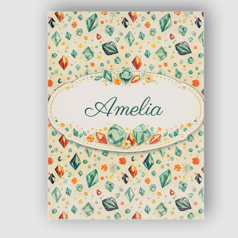Personalised Name Decorative Crystal Floral Seamless Pattern Pastel Custom Canvas Wall Art Print Decor Picture Ready to Hang
