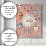 Personalised Name Easter Chick Bunny Custom Premium Decorative Design Modern Room Accent Canvas Wall Art Print Decor Picture Ready to Hang