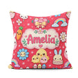 Custom Name Easter Chick Bunny Carrot Rainbow Basket Pattern Red Square Filled Cushion Throw Pillow Sofa Bed Home Decor Zip Washable UK Made