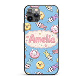 Cute Bunny Ice Cream Donut Chick Kawaii Seamless Custom Name Protective Phone Case Mobile Cover Durable Everyday Smartphone Shock Resistant