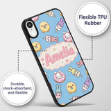 Cute Bunny Ice Cream Donut Chick Kawaii Seamless Custom Name Protective Phone Case Mobile Cover Durable Everyday Smartphone Shock Resistant