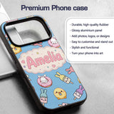 Cute Bunny Ice Cream Donut Chick Kawaii Seamless Custom Name Protective Phone Case Mobile Cover Durable Everyday Smartphone Shock Resistant