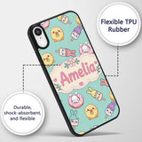Cute Bunny Ice Cream Donut Chick Kawaii Seamless Custom Name Protective Phone Case Mobile Cover Durable Everyday Smartphone Shock Resistant