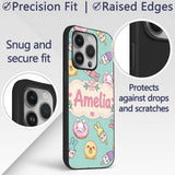Cute Bunny Ice Cream Donut Chick Kawaii Seamless Custom Name Protective Phone Case Mobile Cover Durable Everyday Smartphone Shock Resistant