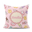 Custom Name Bunny Ice Cream Donut Chick Kawaii Seamless Pattern Square Filled Cushion Throw Pillow Sofa Bed Home Decor Zip Washable UK Made
