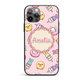 Cute Bunny Ice Cream Donut Chick Kawaii Seamless Custom Name Protective Phone Case Mobile Cover Durable Everyday Smartphone Shock Resistant