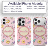Cute Bunny Ice Cream Donut Chick Kawaii Seamless Custom Name Protective Phone Case Mobile Cover Durable Everyday Smartphone Shock Resistant